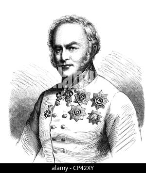 Ficquelmont, Karl Ludwig Graf von, 23.3.1777 - 7.4.1857, général autrichien, homme d'État, portrait, gravure sur bois, publié en 1857, Banque D'Images