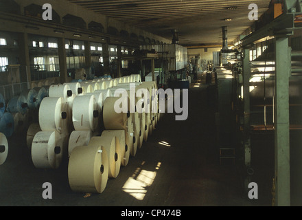 Marches - Fabriano (An). À l'intérieur de l'usine de papier. Banque D'Images