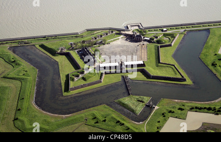 Vue aérienne du fort de Tilbury ou également connu sous le nom de Thermitage Bulwark, ou West Tilbury Blockhouse dans Essex, Royaume-Uni Banque D'Images