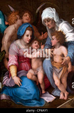 Bébé Vierge Jésus Saint Elizabeth Saint John deux anges - Vierge aux anges - Andrea d'Agnolo, Said, Andrea del Sarto, Florence, Italie, Italien , Banque D'Images