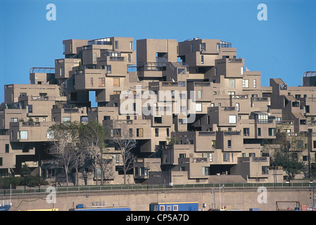 Canada - Québec - Montréal. Habitat 67 complexe, construit pour l'Expo 67 (architecte Moshe Safdie, 1967) Banque D'Images