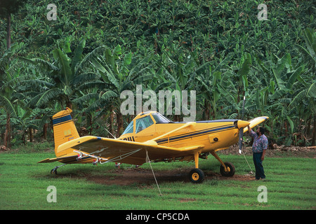 Guadeloupe (département d'outre-mer de la France) - l'île de basse terre. Avion pour la désinfestation. Banque D'Images
