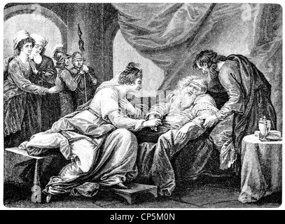 Le Roi Lear et sa fille Cordelia, après la tragédie de William Shakespeare, 1564 - 1616, un acteur anglais dramaturge, poète Banque D'Images