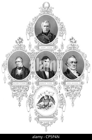 Présidents des États-Unis d'Amérique, 1849-1861, Zachary Taylor, Millard Fillmore, Franklin Pierce, James Buchanan, Banque D'Images