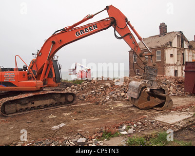 Démolition de maisons qui étaient près de falaise, et tomber dans la mer happisburgh, Norfolk,englando Banque D'Images