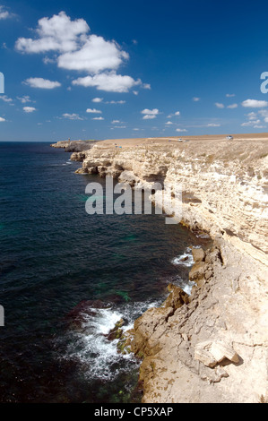 Littoral, Cape Tarhankut, Tarhan Qut, Crimea, Ukraine, Europe de l'Est Banque D'Images