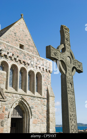 St. John's Cross à l'extérieur de l'abbaye, à l'île de Iona, Argyll, Scotland. Banque D'Images