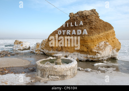 Frozen Mer Noire, un phénomène rare, la dernière fois qu'elle s'est produite en 1977, Odessa, Ukraine, Europe de l'Est Banque D'Images