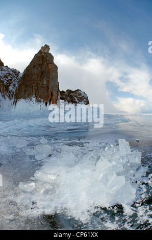 Chamanka montagne, Shaman, île Olkhon, le lac Baïkal, en Sibérie, la Russie, l'Eurasie Banque D'Images