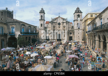 Cuba La Havane ou La Havane (San Cristobal de La Habana). Habana Vieja, Plaza de la Catedral. La cathédrale de San Cristobal de La Habana Banque D'Images