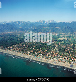 Toscane - Marina di Pietrasanta (Lu). Vue aérienne. Banque D'Images