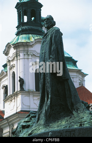 République tchèque, Prague. Monument à Jan Hus (1369-1415) Banque D'Images