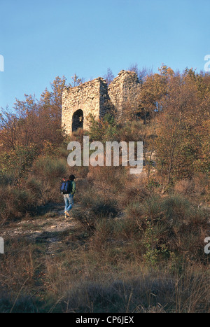 L'Émilie-Romagne, Parc National des Forêts du Casentino, haute vallée du Bidente CAMPIGNA : CHÂTEAU CORNIOLINO Banque D'Images