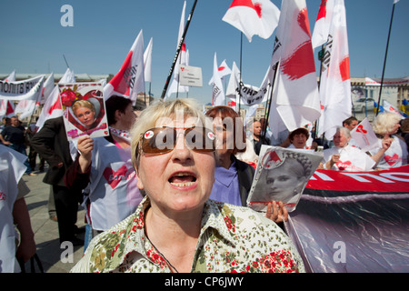 Un meeting de protestation pour Ioulia Timochenko à Kiev, Ukraine. Banque D'Images