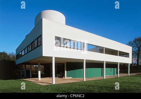 France - Ile-de-France - Poissy. Villa Savoye (architecte Le Corbusier, 1229). Banque D'Images