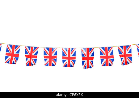 Bunting avec Union Jack flag sur fond blanc Banque D'Images