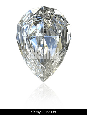 Diamant taille poire, isolé sur fond blanc Banque D'Images