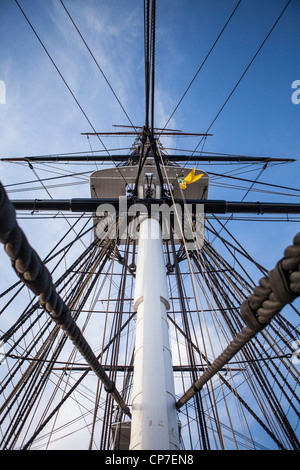 Mât et gréement de l'USS Constitution à Charlestown Massachusetts Banque D'Images