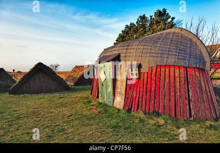 Vieille maison traditionnelle de l'ère viking en hut village Bork Banque D'Images