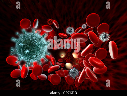 Virus dans le sang - stylisé Microscopie électronique Banque D'Images