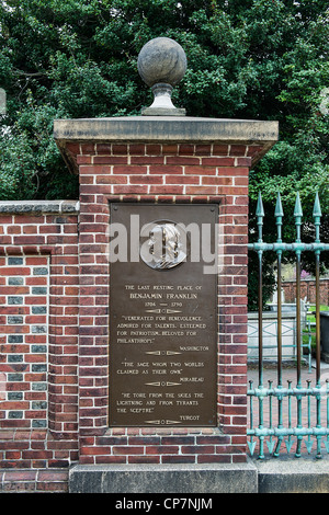 Inhumation de Benjamin Franklin à Christ Church cemetery, Philadelphia, Pennsylvania, USA Banque D'Images