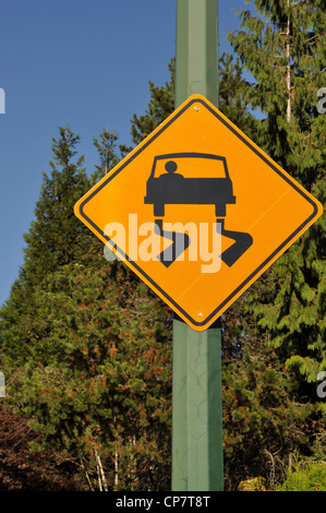 Route glissante sign Banque D'Images