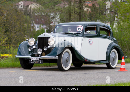 Vintage avant guerre 25/30 Rolls-Royce voiture de course de 1936 au Grand Prix de Mutschellen, SUI le Avril 29, 2012. Je Banque D'Images