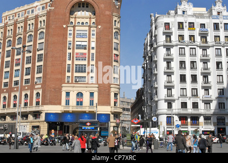 Bâtiments baroques Gran Via Madrid Espagne Banque D'Images