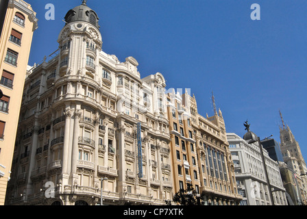 Bâtiments baroques Gran Via Madrid Espagne Banque D'Images