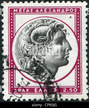 Grèce - circa 1958 : timbres-poste imprimés en Grèce, montre la tête d'Alexandre le Grand, vers 1958 Banque D'Images