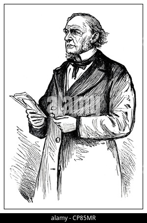 Portrait de l'ancien Premier ministre britannique William Ewart Gladstone, historique, gravure du xixe siècle, Portrait des flair Banque D'Images