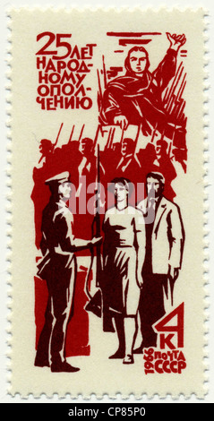 Timbres-poste historique de l'URSS, des motifs politiques, le 25e anniversaire de l'armée, la seconde guerre mondiale, Historische Briefmarken, Banque D'Images