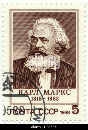 Timbres-poste historique de l'URSS, des motifs politiques, Safe Historische, Karl Marx, 1988, UDSSR Banque D'Images