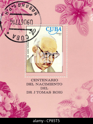 Timbres-poste historique de Cuba, Historische Briefmarken, Andenken an den Botaniker Juan Tomas Roig , 1977, Kuba Banque D'Images