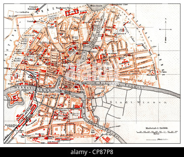 La carte de la ville de Koenigsberg, aujourd'hui Kaliningrad, 19e siècle, Historische, zeichnerische Darstellung, Landkarte, Stadtplan von Königsb Banque D'Images