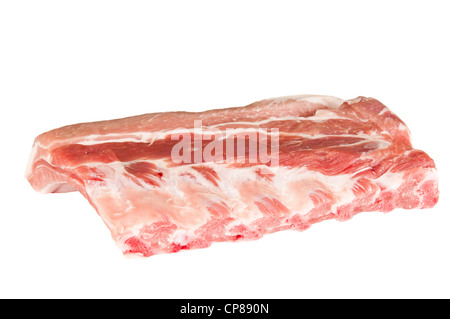 Matières premières fraîches côtes on white Banque D'Images