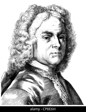 George Frederick Handel ou George Frideric Handel, 1685 - 1759, un compositeur anglo-allemande de l'époque baroque, Historische Digitalkunst Banque D'Images