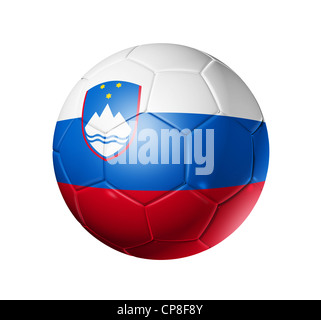 3D soccer ball avec l'équipe de la Slovénie drapeau, coupe du monde de football 2010. isolated on white with clipping path Banque D'Images