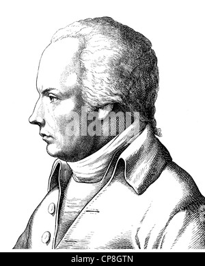 Franz Joseph Gall, 1758 - 1828, un médecin allemand et anatomiste, Historische Mischtechnik aus dem 19. Jahrhundert, Portrait von Fr Banque D'Images