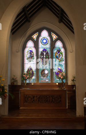 Fenêtre pour commémorer Jeremiah Horrocks au St Michael's Church, Longton, Lancashire, Royaume-Uni. Banque D'Images