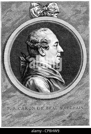 Pierre-Augustin Caron de Beaumarchais, 1732 - 1799, un entrepreneur français et écrivain, Historische Druck aus dem 19. Jahrhundert, Banque D'Images