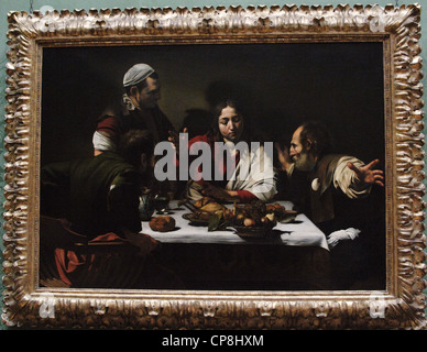 L'art baroque l'Italie. Michelangelo Merisi da Caravaggio () Julienne Latium Ligurie Lombardie Marches Molise. Peintre italien. Le souper à Emmaüs (1601). Huile sur toile. Banque D'Images