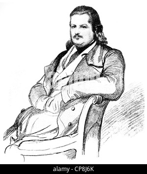 Honoré de Balzac, 1799 - 1850, un écrivain français, Historische Druck aus dem 19. Jahrhundert, Portrait von Honoré de Balzac, 1799 - Banque D'Images