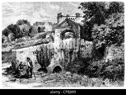 Carisbrooke Castle, un château historique, Carisbrooke, Newport, Isle of Wight, Angleterre, Historische Mischtechnik aus dem 19. Jahrhunde Banque D'Images