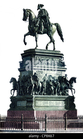 Illustration historique du 19ème siècle, statue équestre de Frédéric le Grand, Unter den Linden, Berlin, Allemagne, Hist Banque D'Images