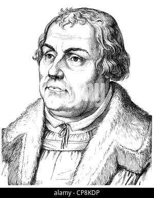 Martin Luther, 1483 - 1546, théologien et réformateur, Historische Mischtechnik aus dem 19. Jahrhundert, Portrait von Martin Luther, Banque D'Images