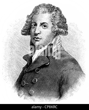 Richard Brinsley Sheridan, 1751 - 1816, un homme politique et dramaturge irlandais, Historische Mischtechnik aus dem 19. Jahrhundert, Elevated View Banque D'Images