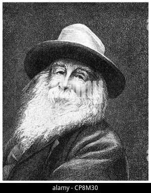 Walt Whitman ou Walter, 1819 - 1892, un poète américain, Historische Mischtechnik aus dem 19. Jahrhundert, Portrait von Walt oder Wal Banque D'Images