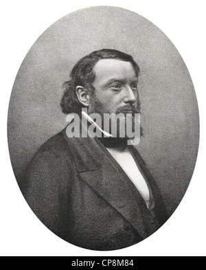 Pierre Dupont, 1821 - 1870, un compositeur et interprète français, gravure sur acier historique du 19ème siècle, Historische Lithografi Banque D'Images