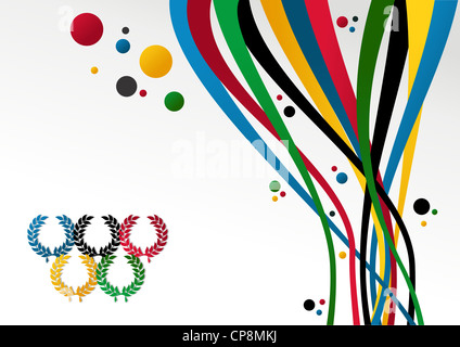 Jeux olympiques couronne de laurier, des rubans et des cercles sur fond blanc. Couches de fichier vectoriel pour une manipulation facile et de personnalisation. Banque D'Images